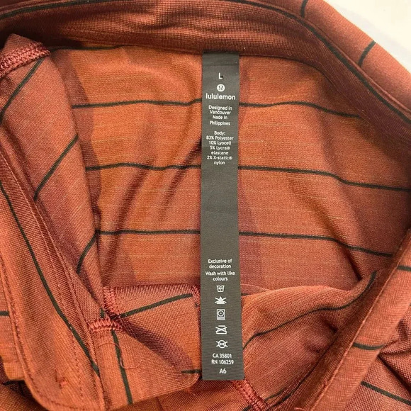 Lululemon Evolution Polo Nevis Stripe Savannah Black mens slze L - Picture 3 of 9